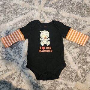 "I ♡ My Mummy" Black Long Sleeve Halloween Graphic Onsie Baby Infant 3-6M EUC